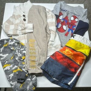 Size 4 boy clothes lot Osh Kosh, George, Spider-Man shorts, long sleeve T